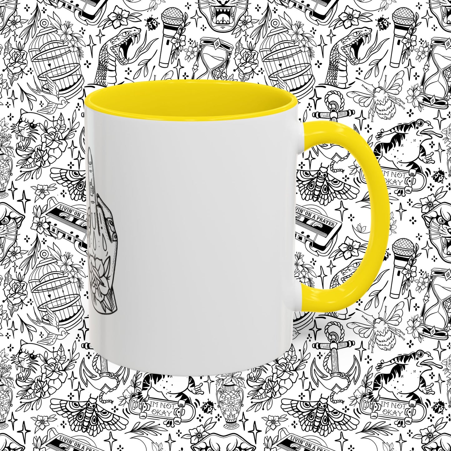 Middle Finger Tattoo Art Accent Coffee Mug