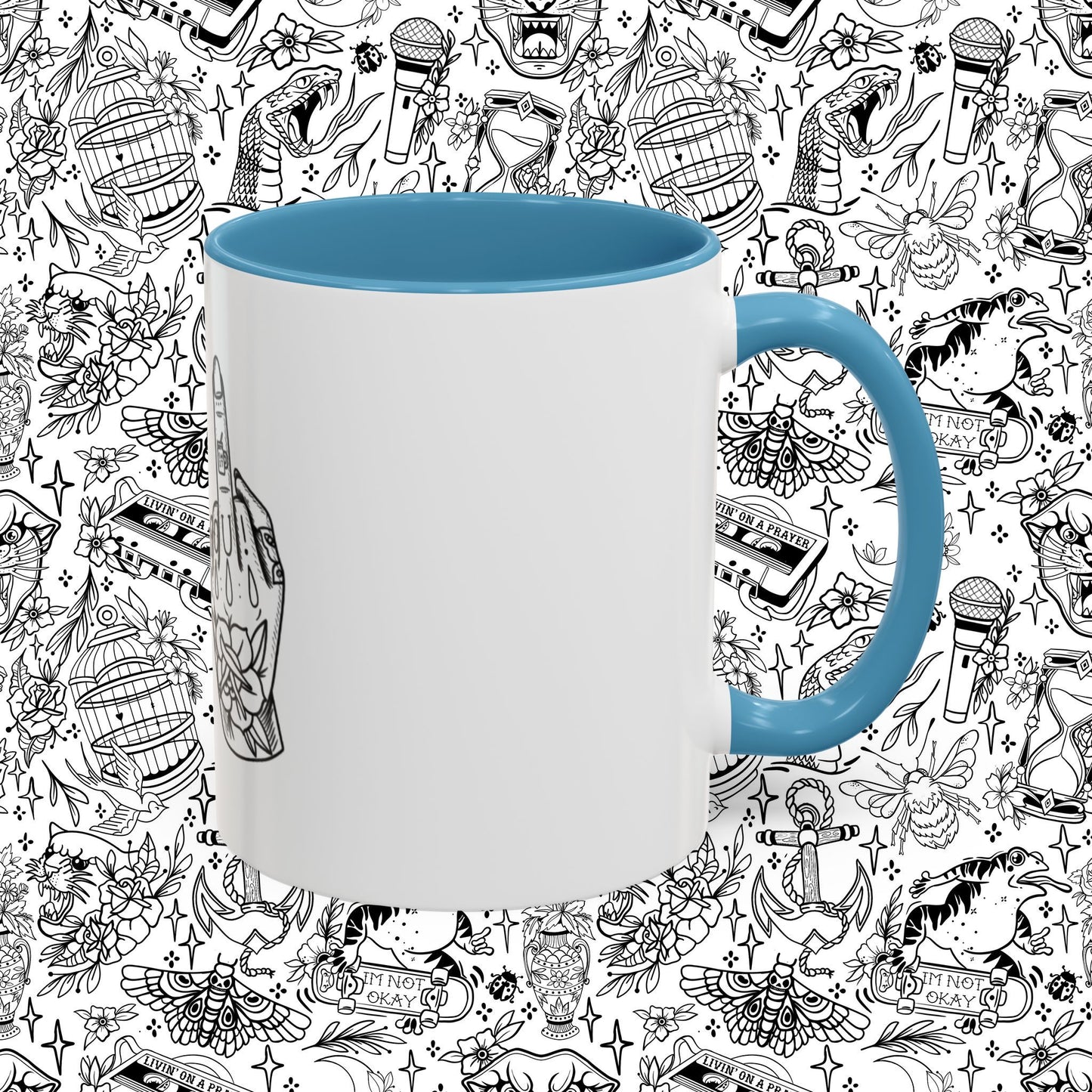 Middle Finger Tattoo Art Accent Coffee Mug
