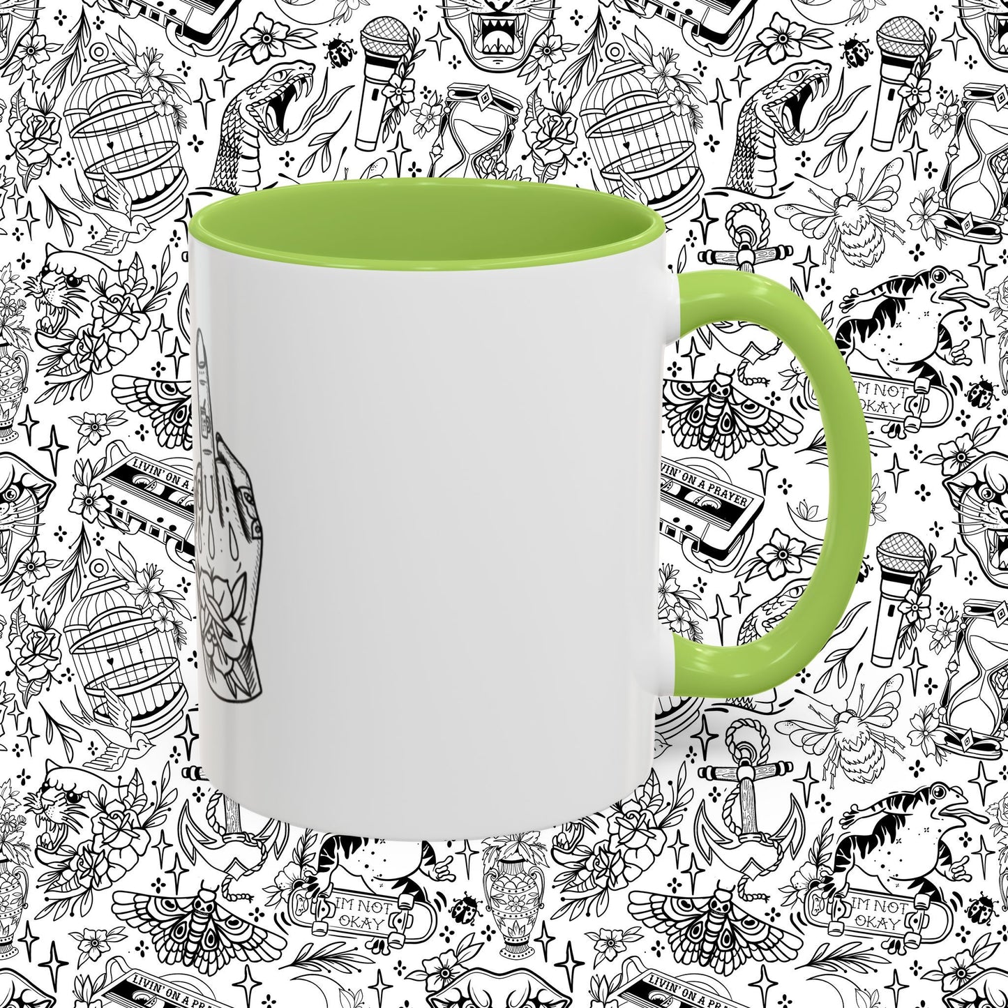 Middle Finger Tattoo Art Accent Coffee Mug