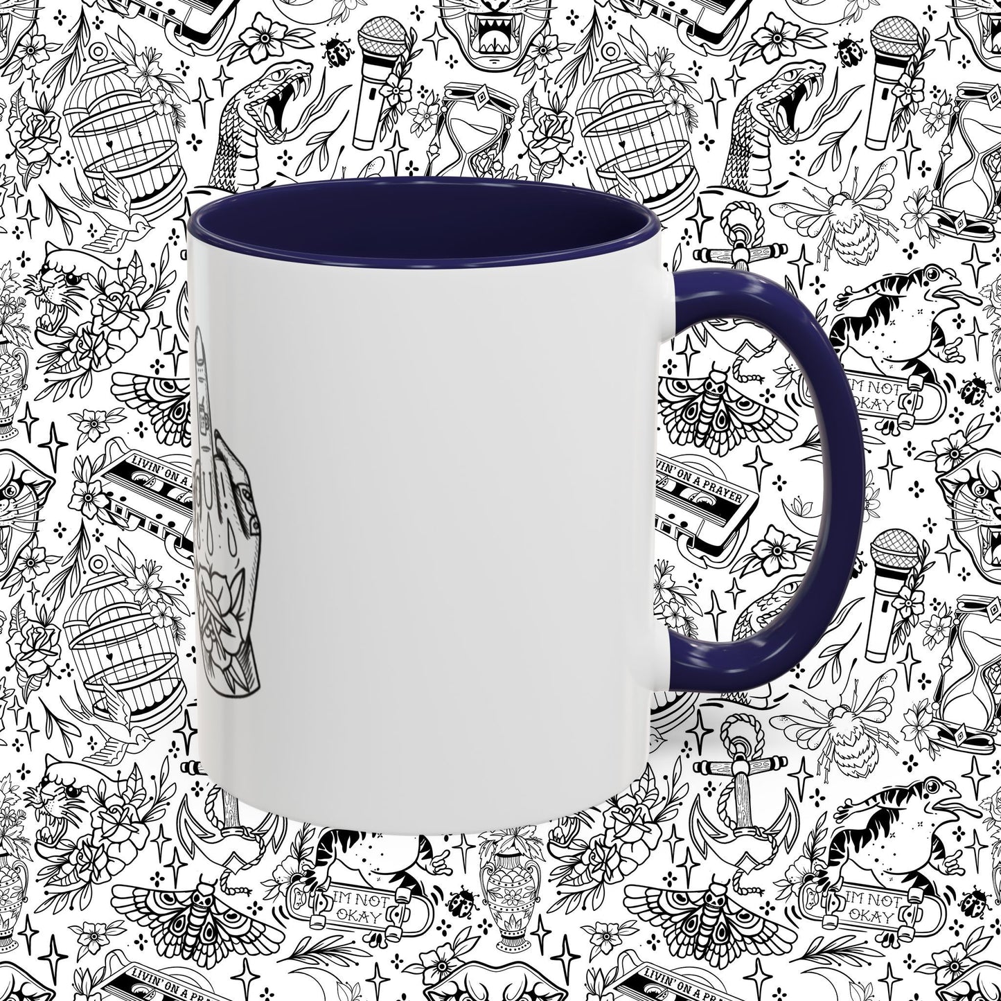 Middle Finger Tattoo Art Accent Coffee Mug