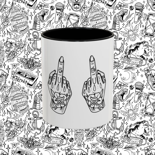Middle Finger Tattoo Art Accent Coffee Mug
