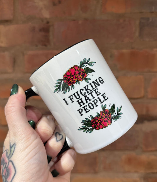 Floral hate people mug