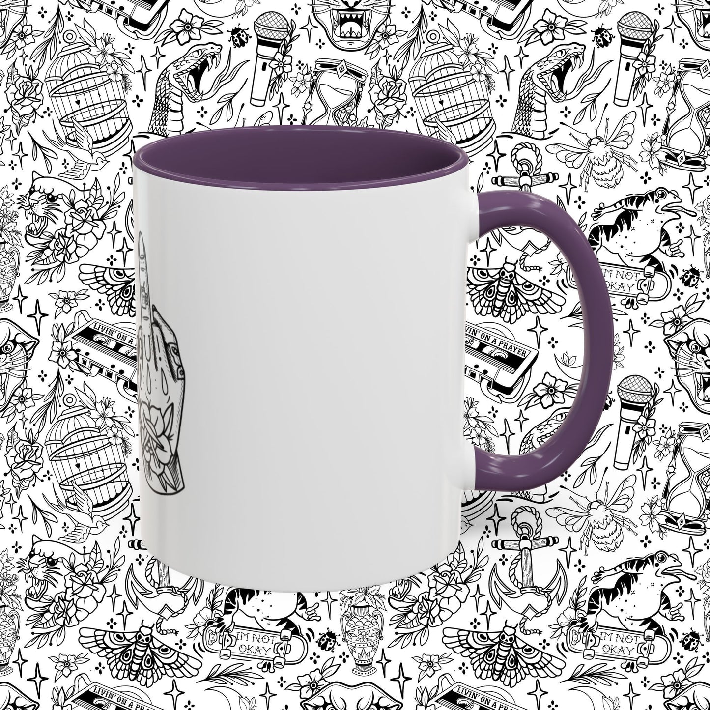 Middle Finger Tattoo Art Accent Coffee Mug