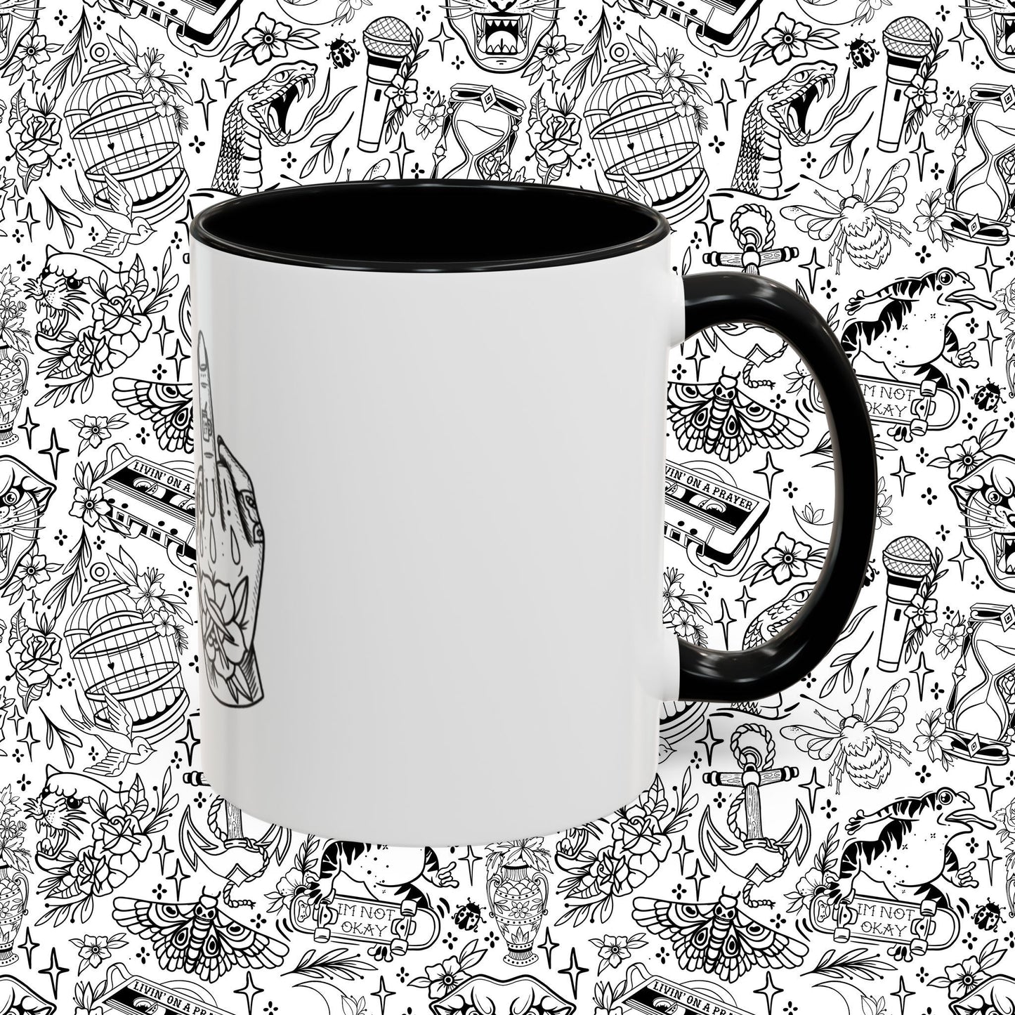 Middle Finger Tattoo Art Accent Coffee Mug