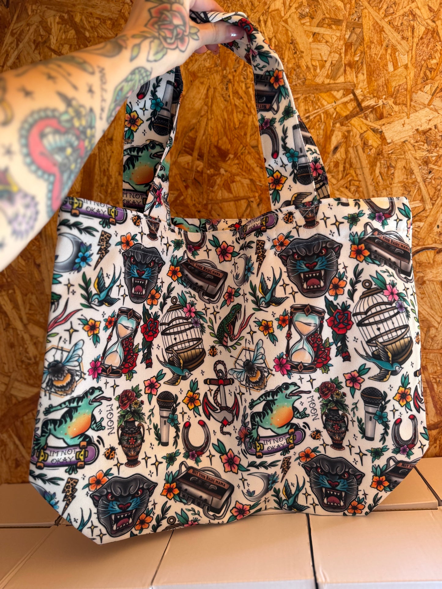 Canvas Traditional Tattoo Tote Bag