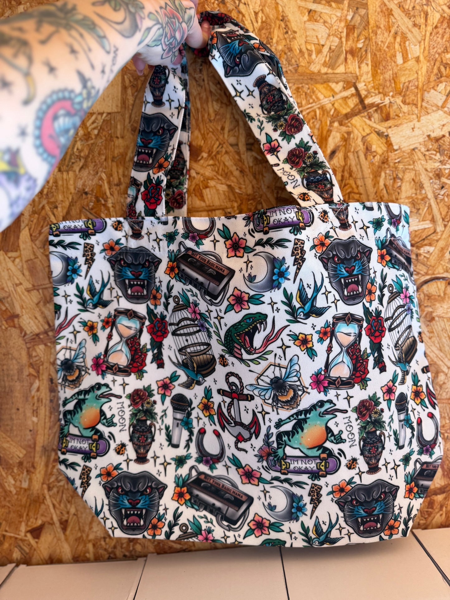 Canvas Traditional Tattoo Tote Bag