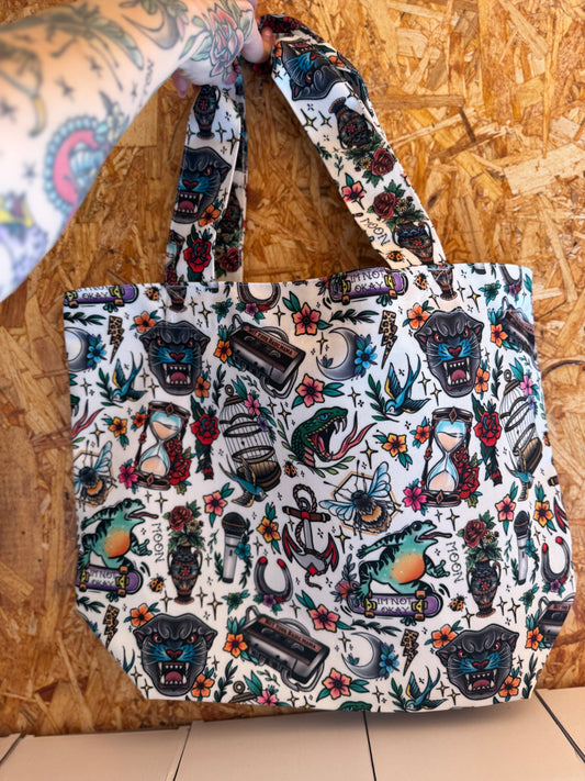 Canvas Traditional Tattoo Tote Bag