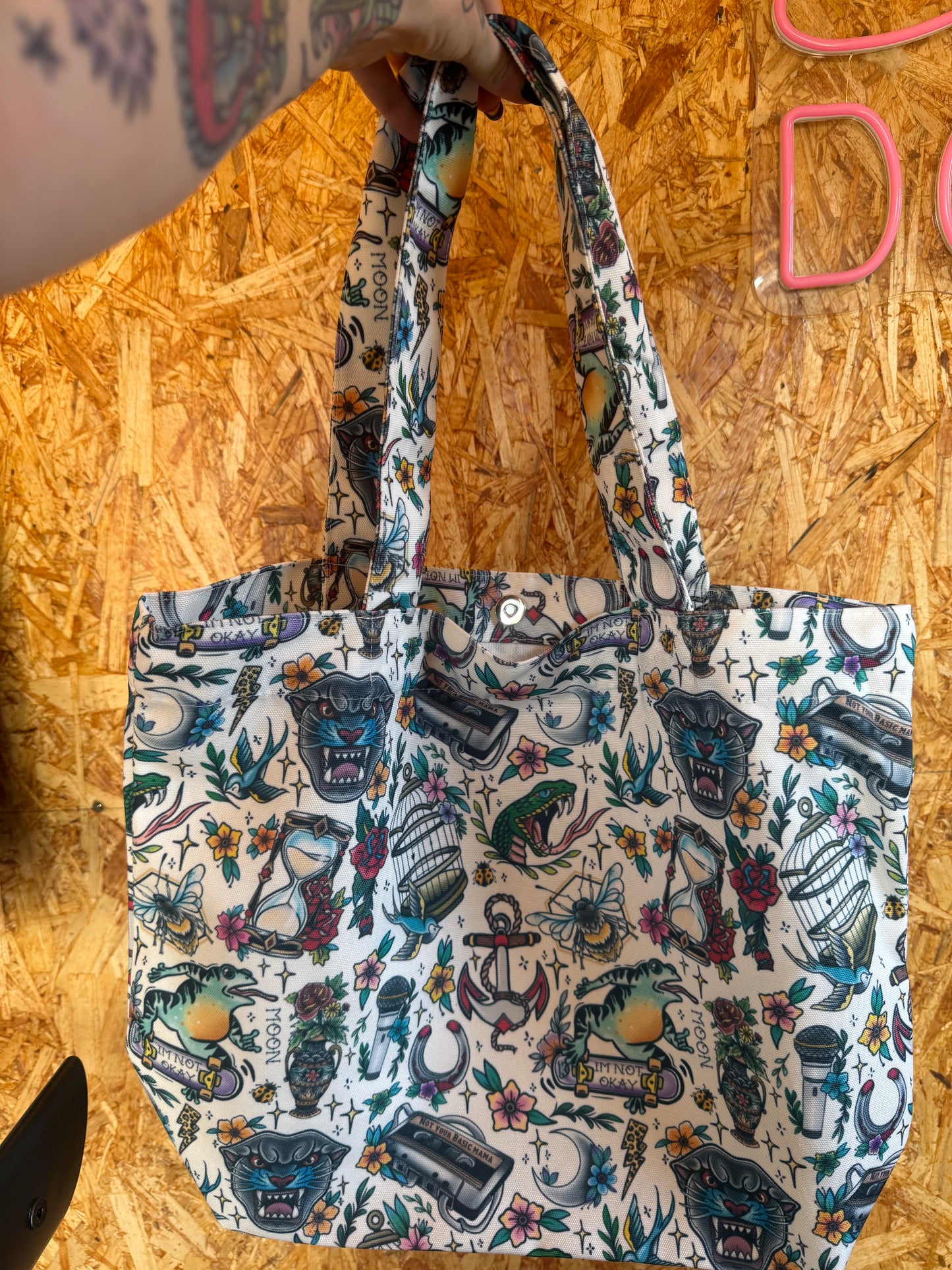 Canvas Traditional Tattoo Tote Bag